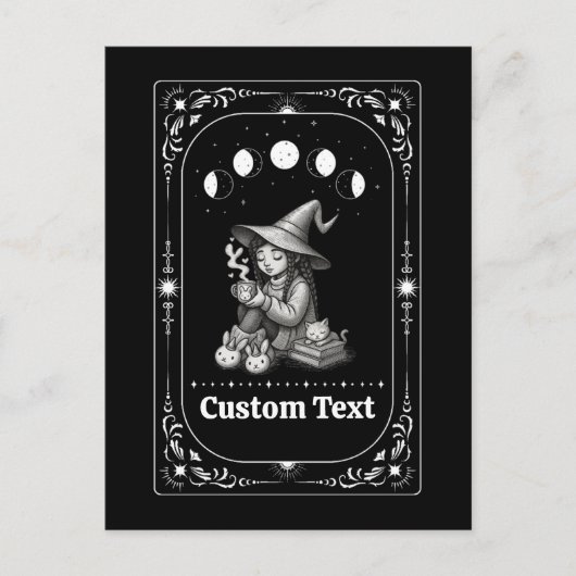 Custom Tarot Whimsical Zodiac Witch Celestial Moon ポストカード (正面)