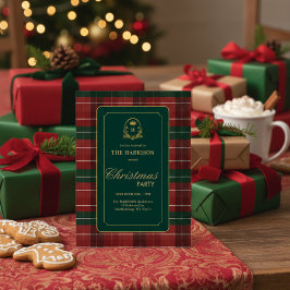 Custom Tartan Plaid Christmas Party Invitation シーズンカード