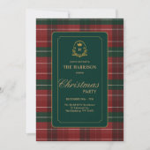 Custom Tartan Plaid Christmas Party Invitation  シーズンカード (正面)