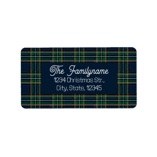 Custom Tartan Plaid Christmas Return Address  ラベル (正面)