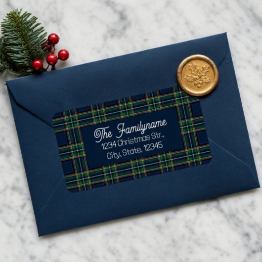 Custom Tartan Plaid Christmas Return Address  ラベル