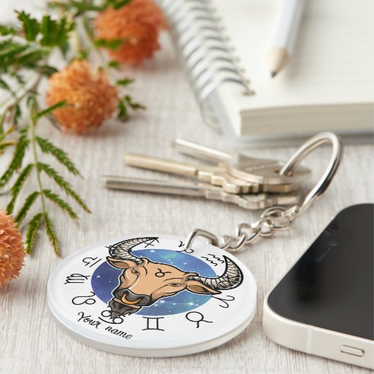Custom Taurus & Capricorn Zodiac Keychain キーホルダー (正面右)