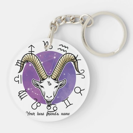 Custom Taurus & Capricorn Zodiac Keychain キーホルダー (裏面)