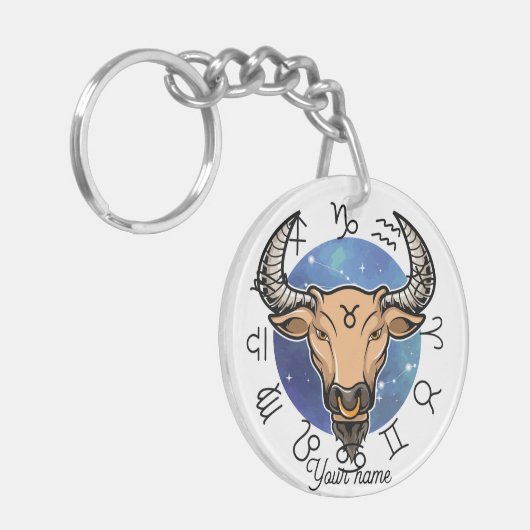 Custom Taurus & Virgo Zodiac Keychain キーホルダー (正面左)
