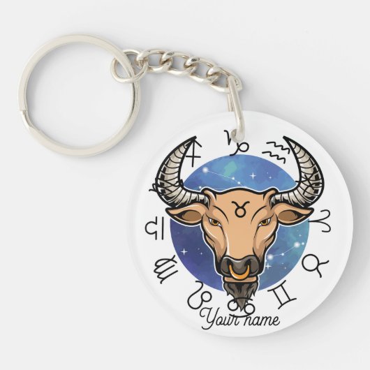 Custom Taurus & Virgo Zodiac Keychain キーホルダー (正面)