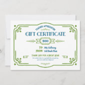 Custom Teacher Appreciation Gift Certificate カード (正面)
