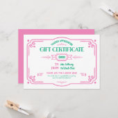 Custom Teacher Appreciation Gift Certificate カード (正面/裏面インサイチュ)