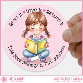 Custom Teacher Classroom Library Bookplate ラウンドシール