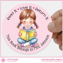 Custom Teacher Classroom Library Bookplate ラウンドシール