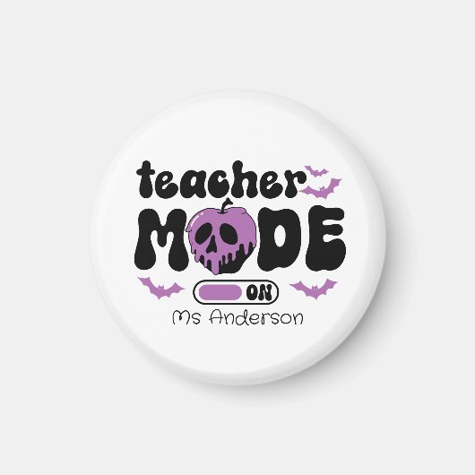 Custom Teacher Halloween Teacher Mode On マグネット (正面)