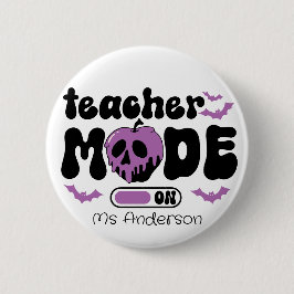 Custom Teacher Halloween Teacher Mode On 缶バッジ