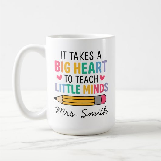 Custom Teacher mug, Personalized Teacher name コーヒーマグカップ (左)