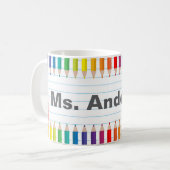 Custom Teacher Name Colorful Pencils Mug コーヒーマグカップ (正面左)