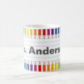 Custom Teacher Name Colorful Pencils Mug コーヒーマグカップ (中央)
