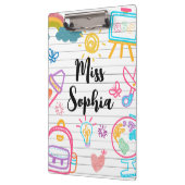 Custom Teacher Name | Cute Colorful doodle クリップボード (左)