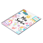 Custom Teacher Name | Cute Colorful doodle ノートブック (左側)