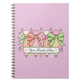 Custom Teacher Name Notebook | Cute Bow Teacher ノートブック