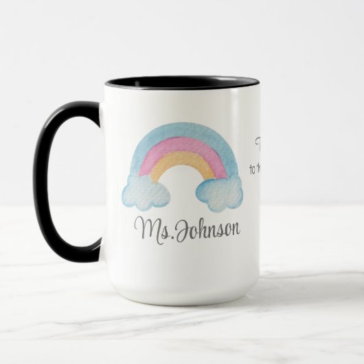 Custom Teacher Name Rainbow Personalized Gift マグカップ (左)
