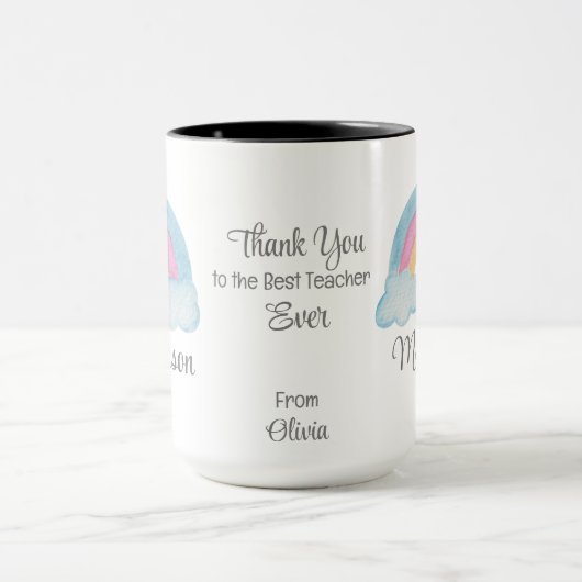 Custom Teacher Name Rainbow Personalized Gift マグカップ (中央)