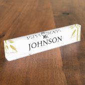 Custom Teacher Nameplate – Gold Feather デスクネームプレート (側面)