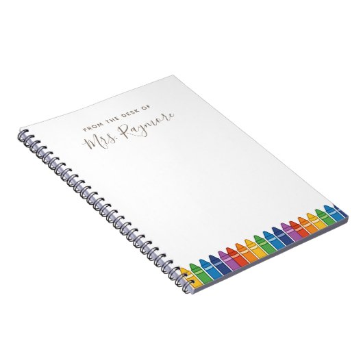 Custom Teacher Notebook – Rainbow Crayon Name Desi ノートブック (右側)