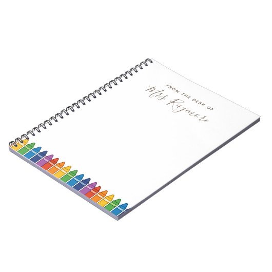 Custom Teacher Notebook – Rainbow Crayon Name Desi ノートブック (左側)