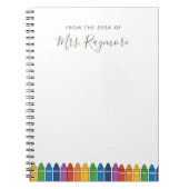 Custom Teacher Notebook – Rainbow Crayon Name Desi ノートブック (正面)