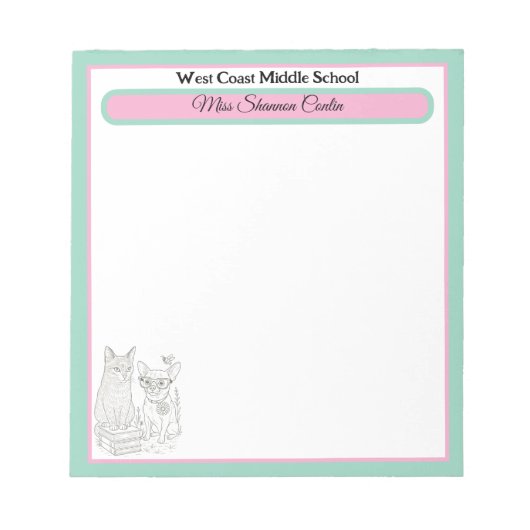 Custom Teacher Notepad – School & Name Personalize ノートパッド (正面)