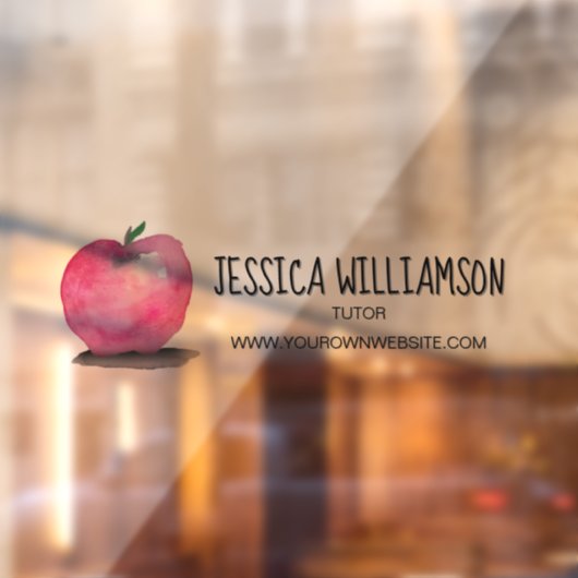 Custom Teacher Tutor Sign Watercolor Apple ウィンドウサイン (シート2)