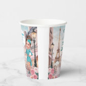 Custom Teal and Roses Sweet 16 in Paris 紙コップ (右)