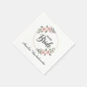 Custom Team Bride Bachelorette Pink Floral Gold スタンダードカクテルナプキン (角)