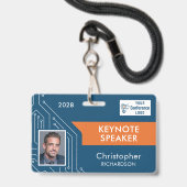 Custom Technology Keynote Speaker Photo ID Badge バッジ (ストラップ付き表面)