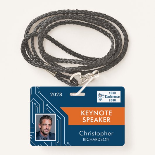 Custom Technology Keynote Speaker Photo ID Badge バッジ (正面ランヤード)