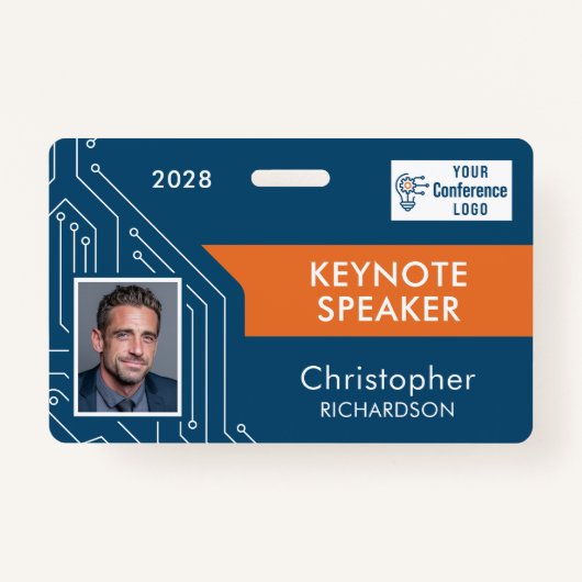 Custom Technology Keynote Speaker Photo ID Badge バッジ (正面)