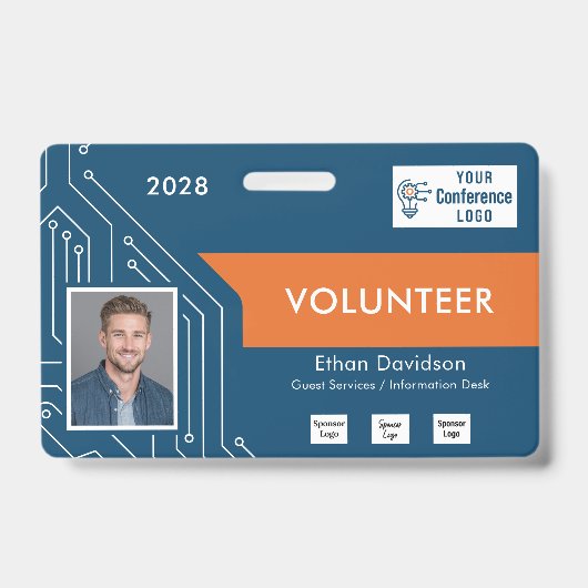 Custom Technology Summit Volunteer Photo ID Badge バッジ (正面)
