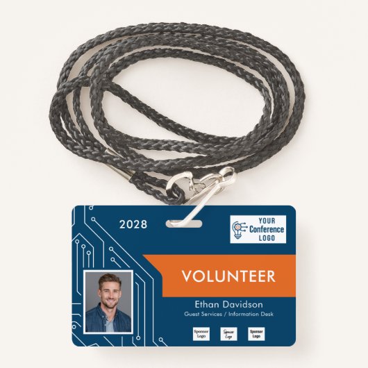 Custom Technology Summit Volunteer Photo ID Badge バッジ (正面ランヤード)