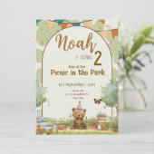 Custom Teddy Bear Picnic Birthday Invitation 招待状 (スタンド正面)