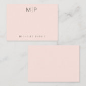 Custom Template Monogram Initial Chic Blush Pink ノートカード (正面/裏面)