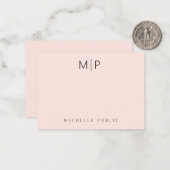 Custom Template Monogram Initial Chic Blush Pink ノートカード (正面/裏面インサイチュ)