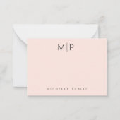 Custom Template Monogram Initial Chic Blush Pink ノートカード (正面)
