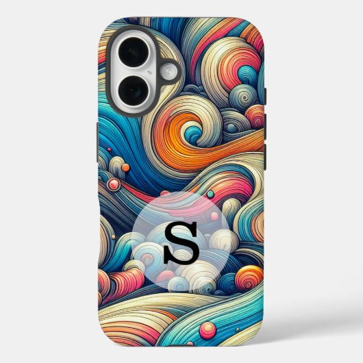Custom Template Psychedelic Wavy Print Case-Mate iPhoneケース (裏面)