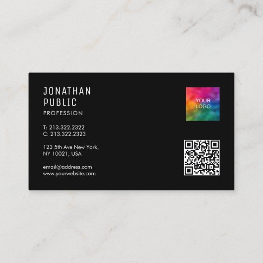 Custom Template QR Code Logo Modern Elegant Simple 名刺 (裏面)