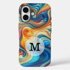 Custom Template Stylish Wavy Print iPhone 16ケース