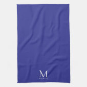 Custom Template Trendy Elegant Deep Blue Monogram キッチンタオル (縦)