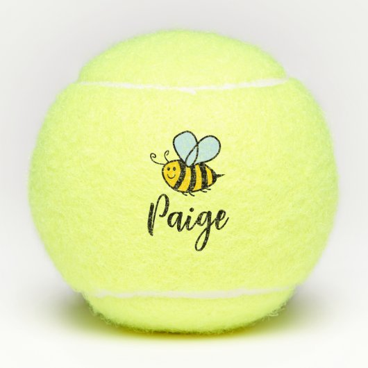 Custom tennis balls with cute honey bee logo テニスボール (正面)