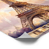 Custom Test Paris Eiffel Tower France Watercolor ポスター (角)