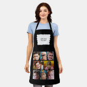 Custom text 8 photos white black エプロン (着用した状態)