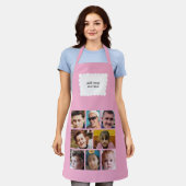 Custom text 8 photos white pink エプロン (着用した状態)