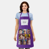 Custom text 8 photos white purple エプロン (着用した状態)