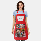 Custom text 8 photos white red エプロン (着用した状態)